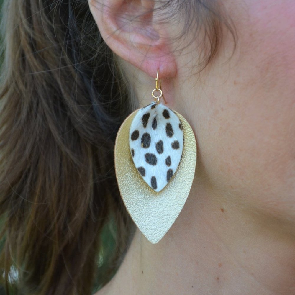 Leather tear drop earrings